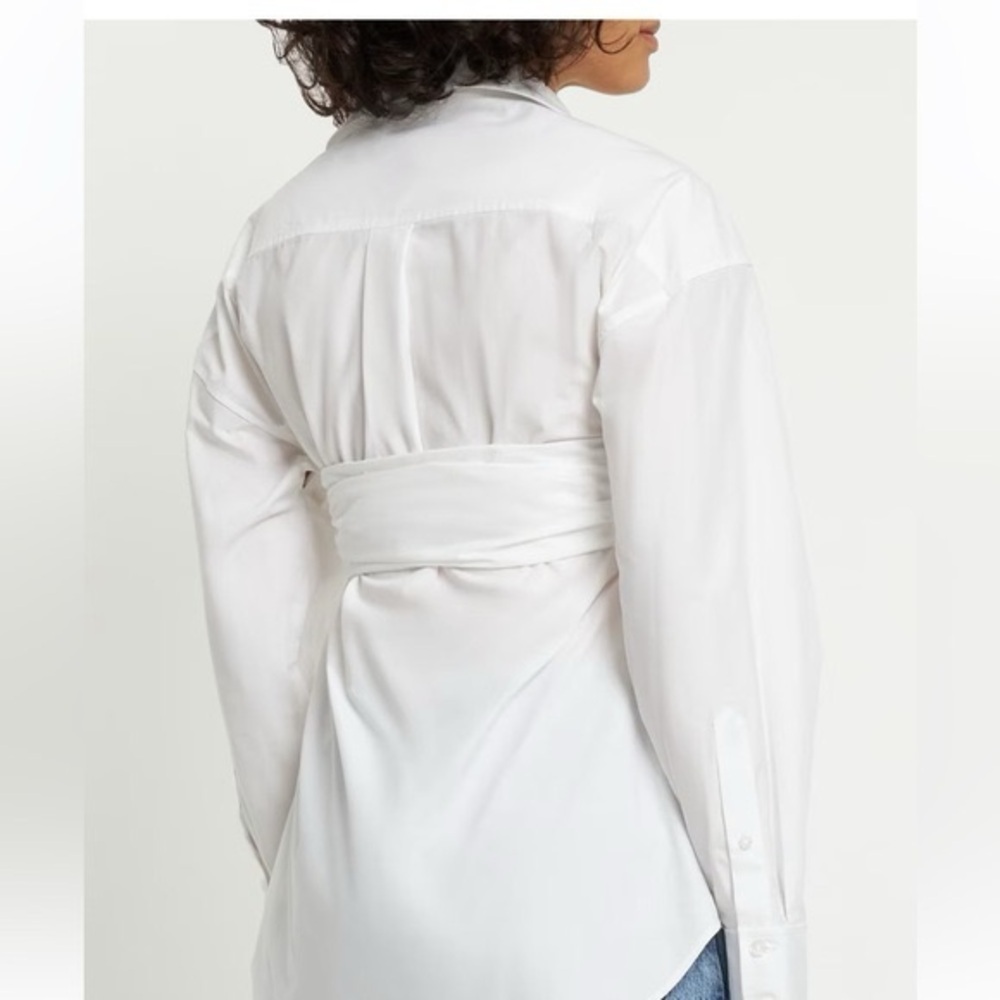 NWT Alexander Wang ruched bandeau overlay open front shirt (T2) - Picture 6 of 8